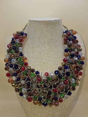 Multicolor Crystal Beaded Cleopatra Style Necklace